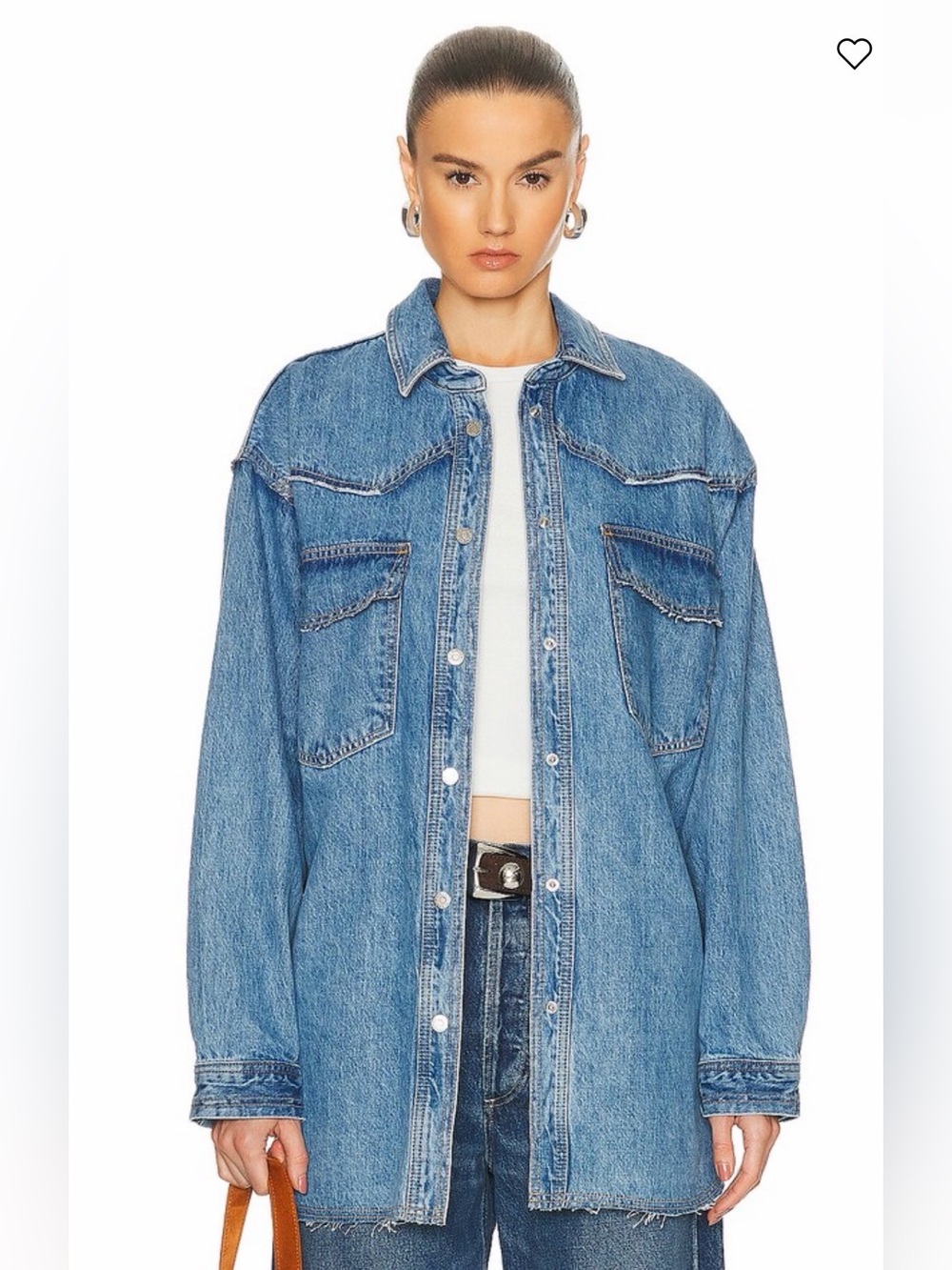 SLVRLAKE NWT Small Western Raw-Cut Denim Jacket Overshirt